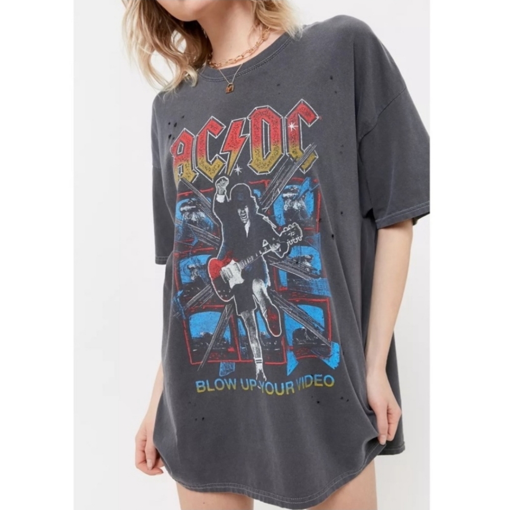 UO AC/DC Distressed T-Shirt Dress